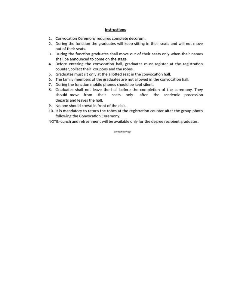 Convocation Instructions | PDF