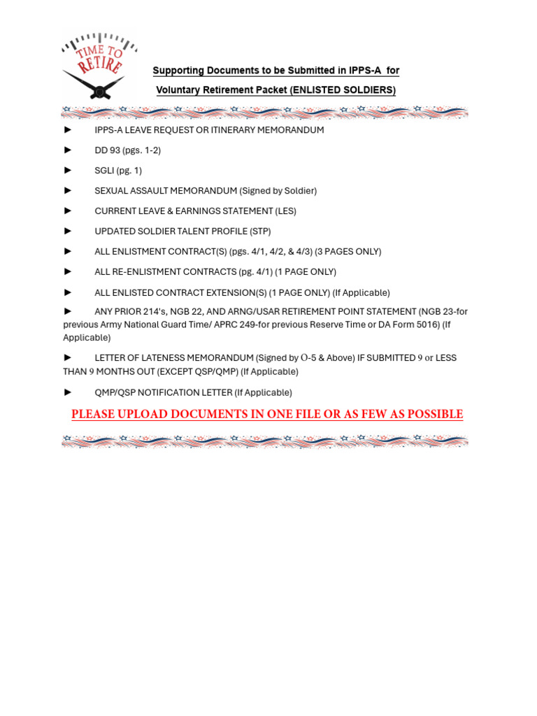 Enlisted Voluntary Retirement Checklist | PDF