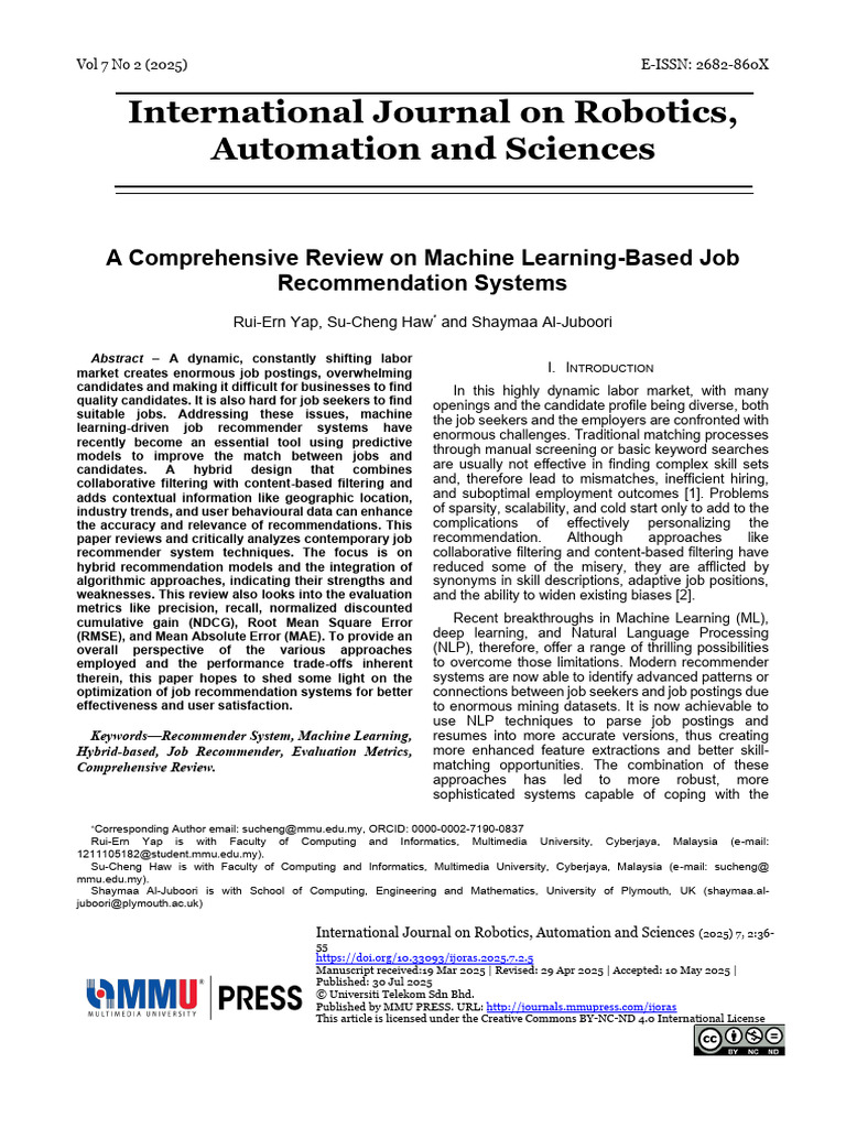 A Comprehensive Review On Machine Learning-Based J | PDF | Machine ...