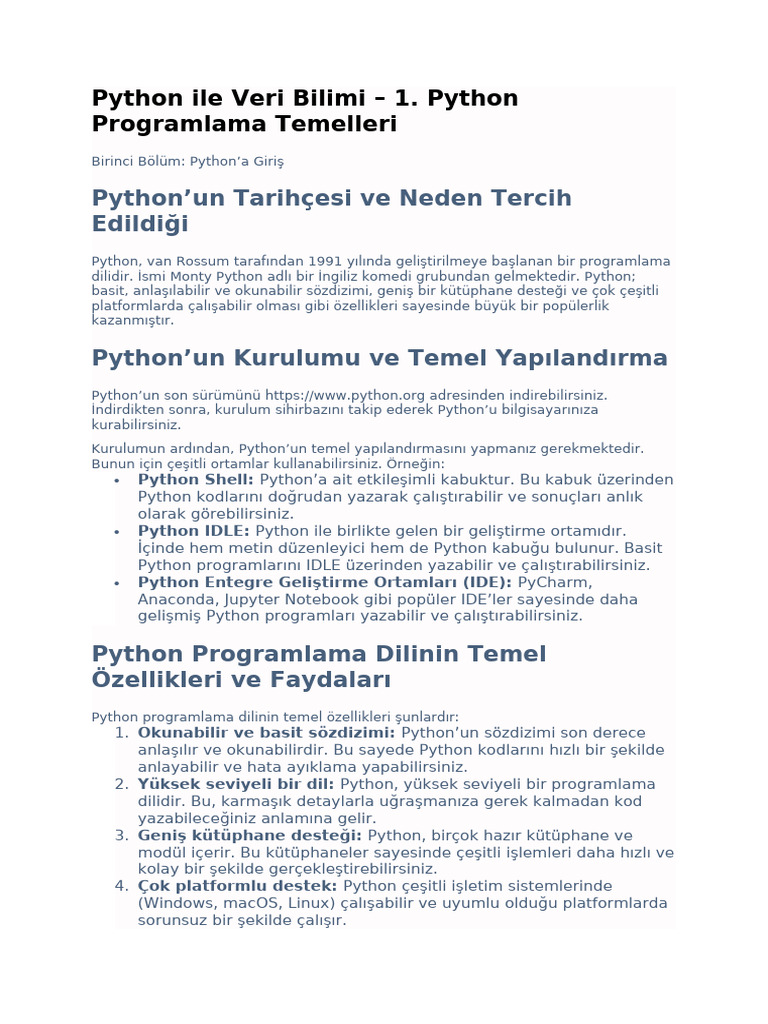 Python Ile Veri Bilimi | PDF