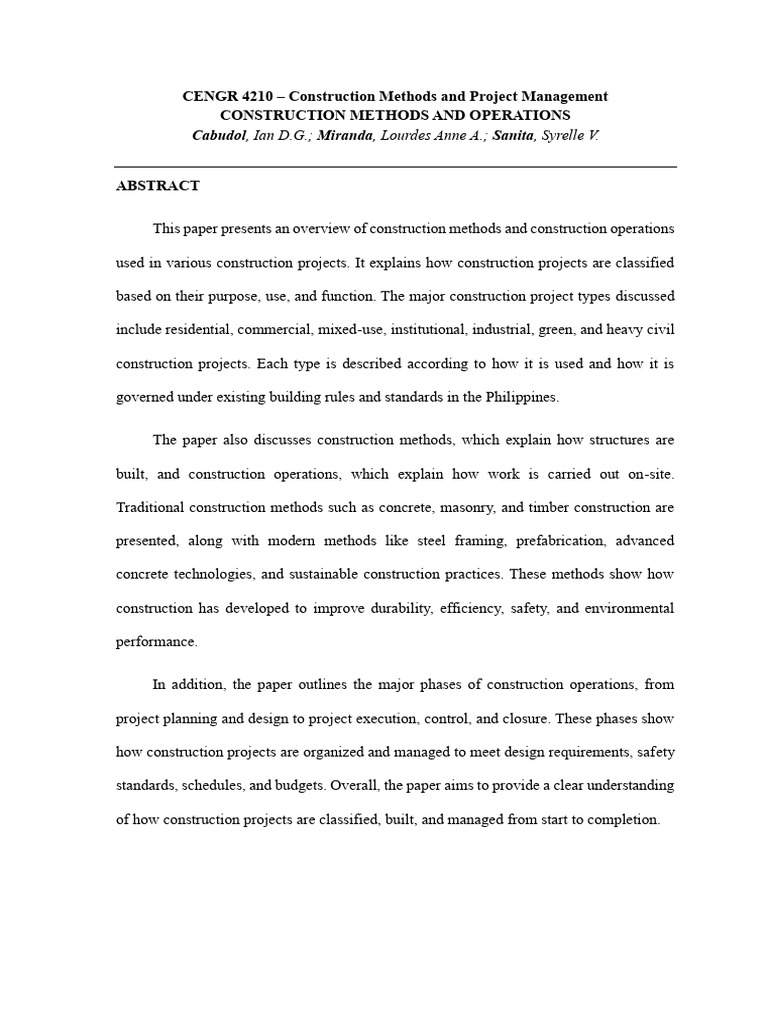 Construction Methods and Operations - Written Report | PDF | Concrete ...