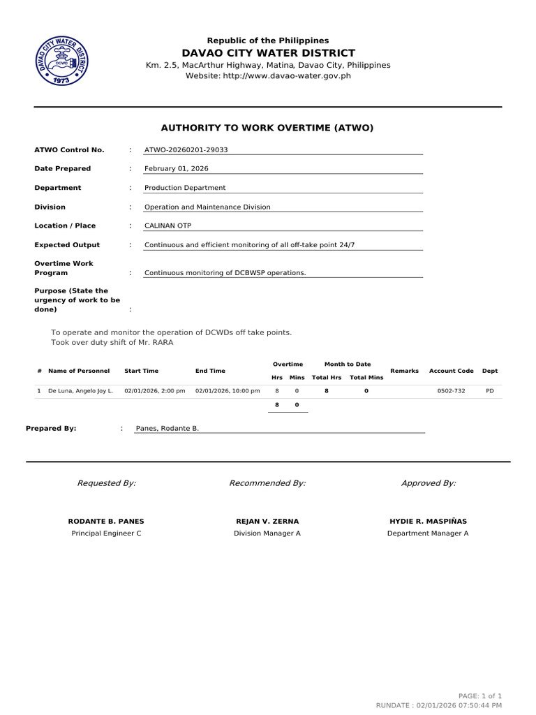 ATWO Request (5) | PDF