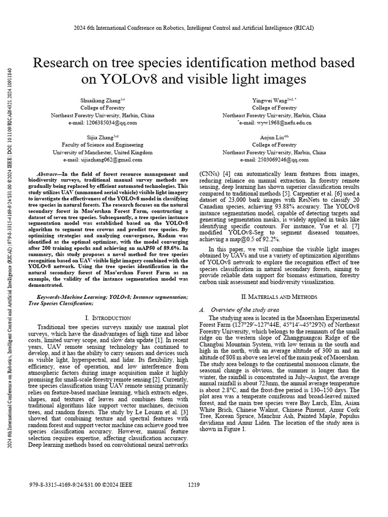 Research on Tree Species Identification Method Based on YOLOv8 and ...