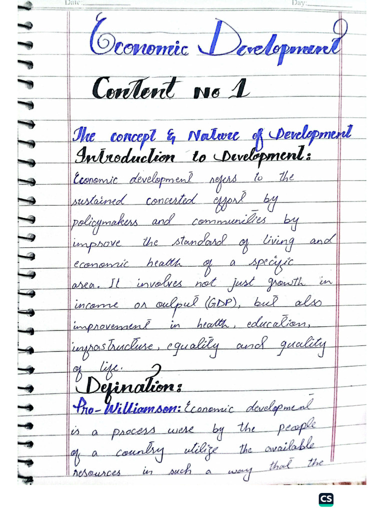 Development Economics BS 3rd & 5th Semester notes | PDF