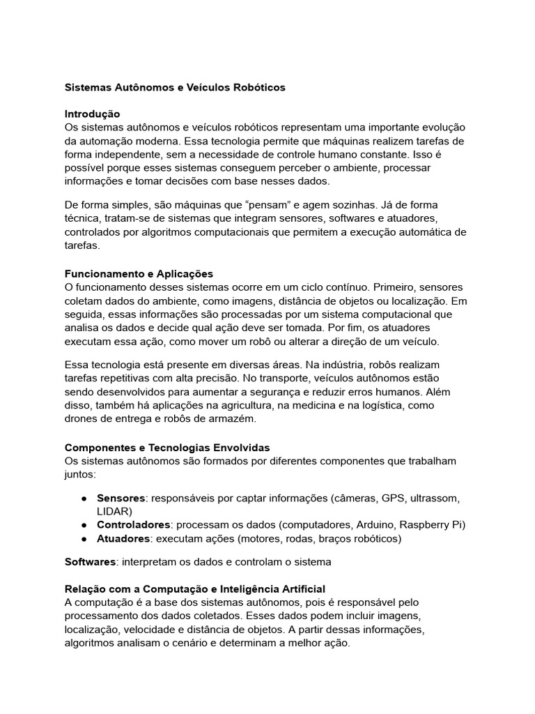 Documento sem título (3) | PDF | Robô | Robótica