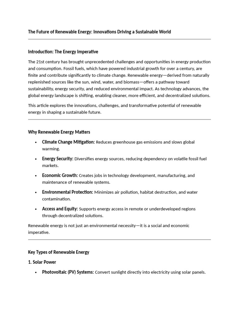 The Future of Renewable Energy | PDF | Renewable Energy | Solar Power