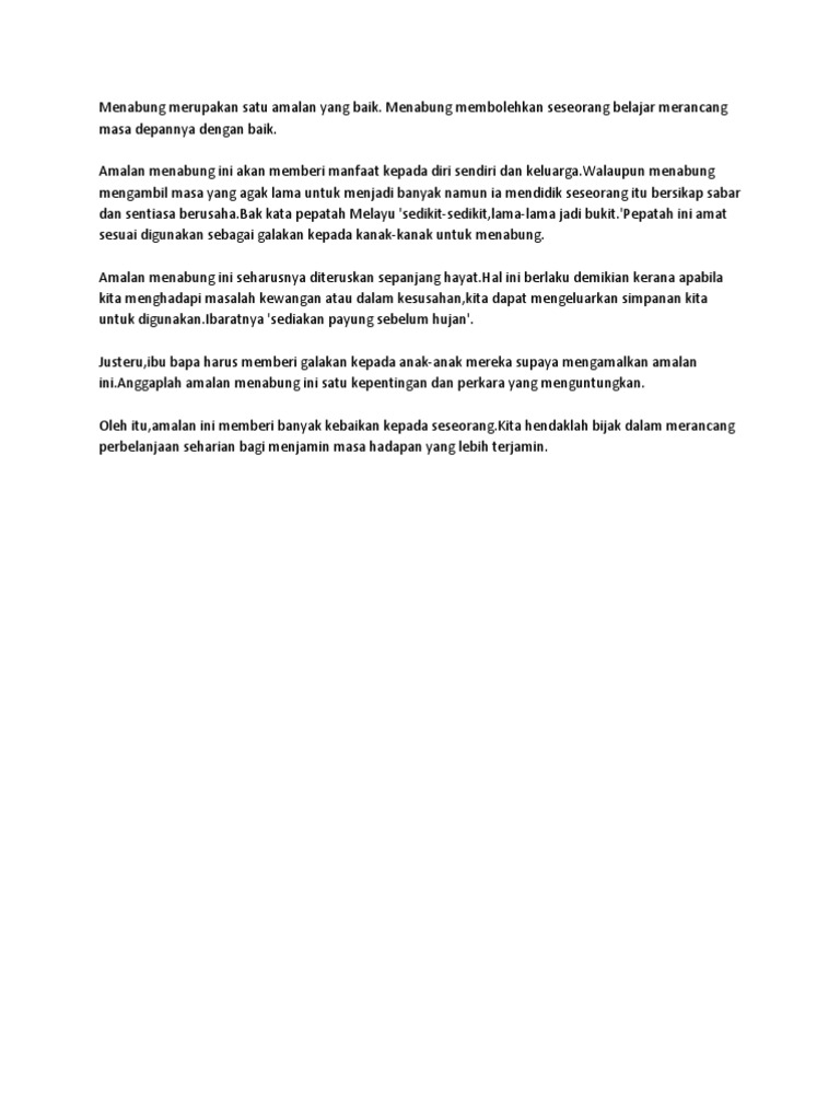 Menabung Merupakan Satu Amalan Yang Baik Pdf