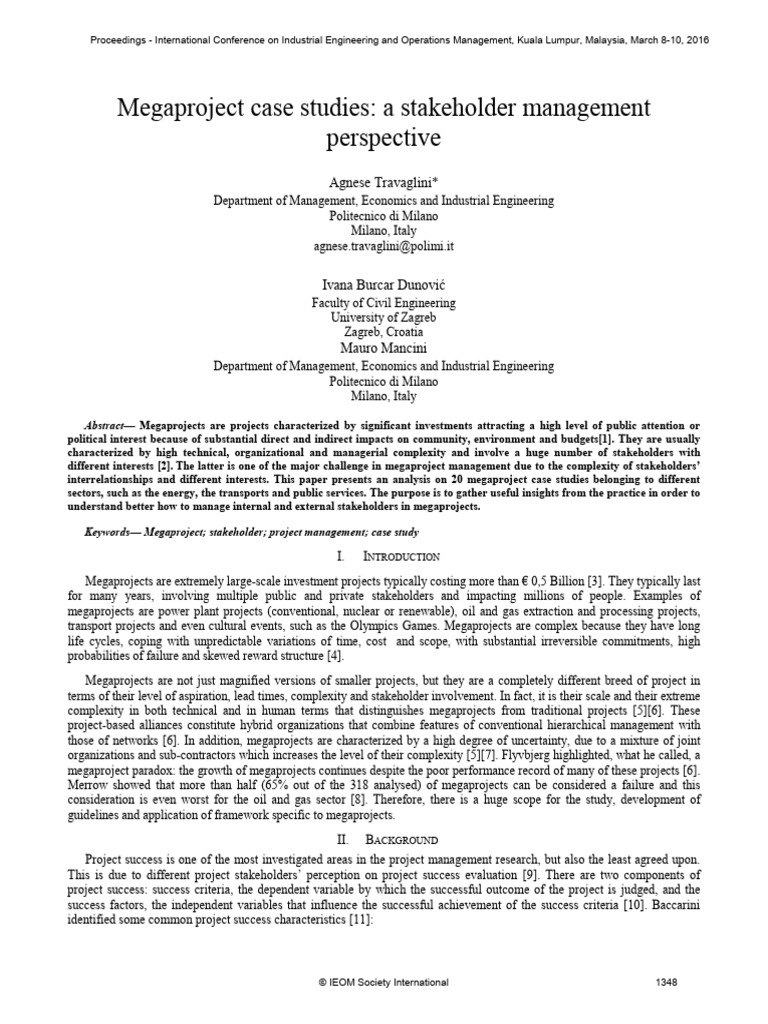 Megaproject Case Studies A Stakeholder M | PDF