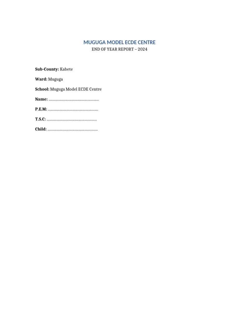 Muguga Model ECDE Centre Cover Page (1) | PDF