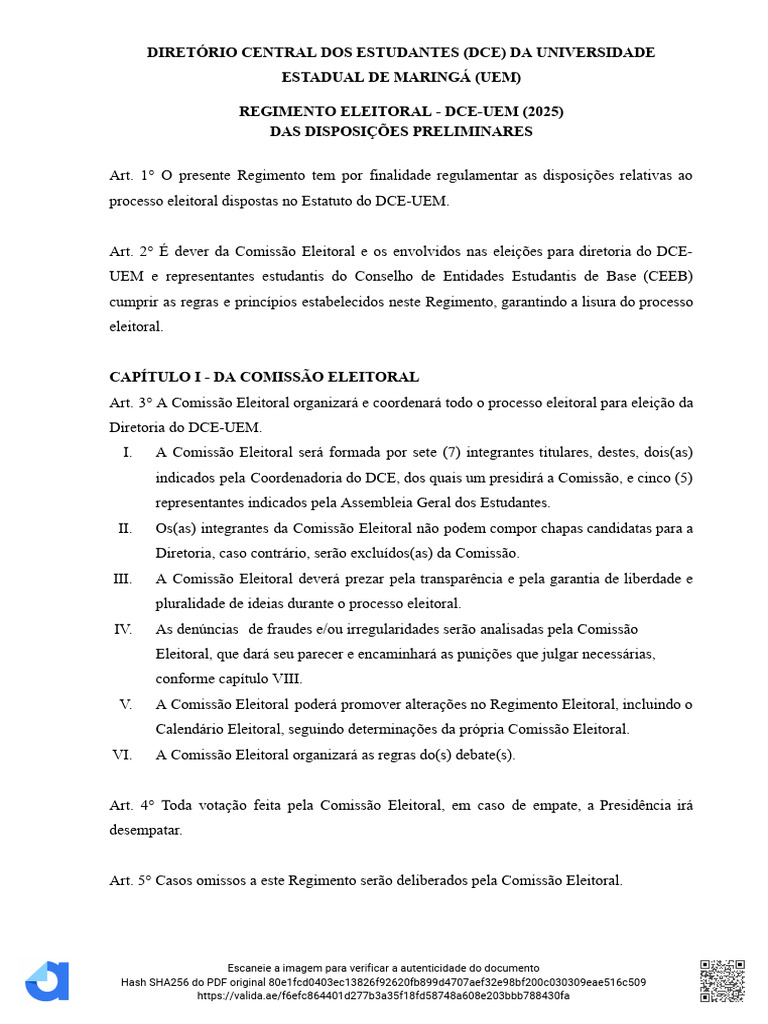 2025 Regimento Eleitoral - DCE | PDF