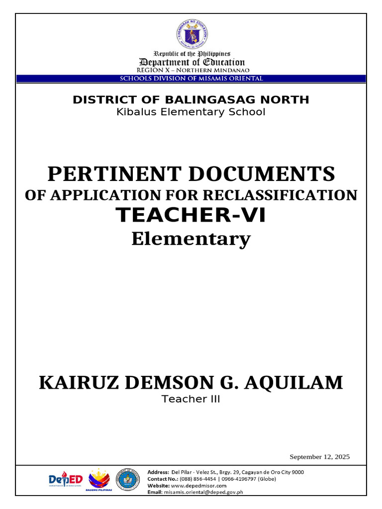Cover Page Application for Reclassification | PDF
