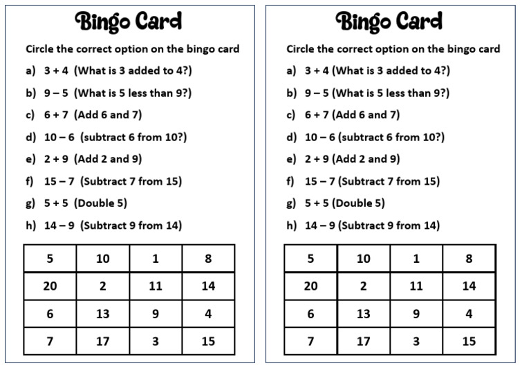 Bingo Card | PDF