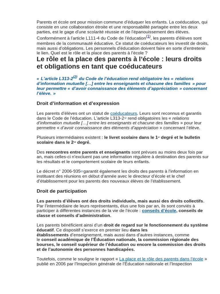 PARENTS ET EDUCATION | PDF