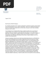 SLU Law Dean Annette Clark Resignation Announcement to Faculty Staff 8-8-2012