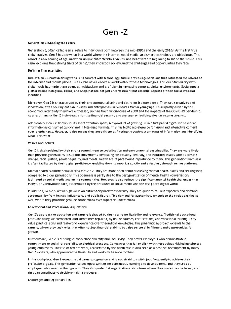 Gen z | PDF | Mental Health | Entrepreneurship