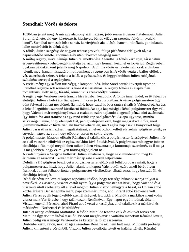 18. Stendhal Vörös És Fekete | PDF