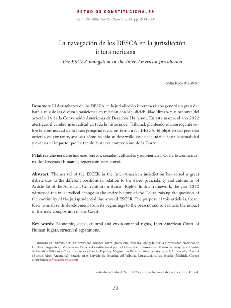 DESCA. ARTICULO La navegación de los DESCA en la jurisdicción | PDF