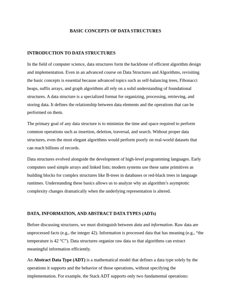 Basic Concepts of Data Structures | PDF | Queue (Abstract Data Type ...