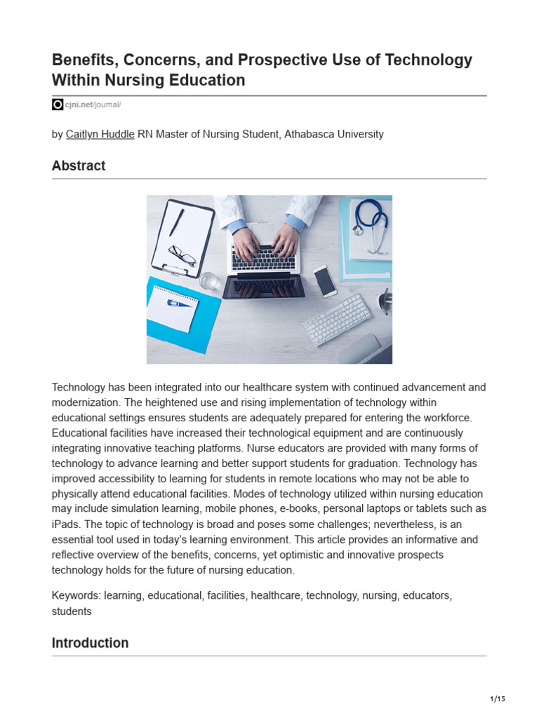 Benefits Concerns and Prospective Use of Technology Within Nursing ...
