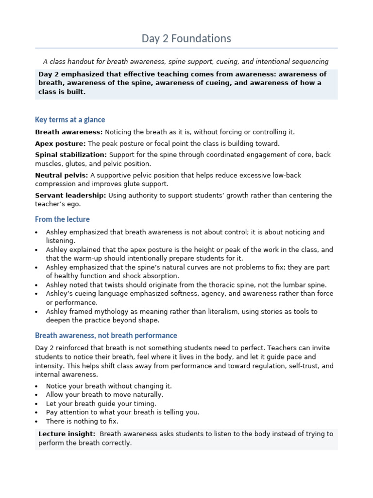 Day2 Foundations Class Handout Spineexpanded | PDF