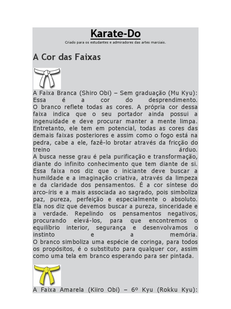 Significado Das Faixas PDF Vermelho Karatê