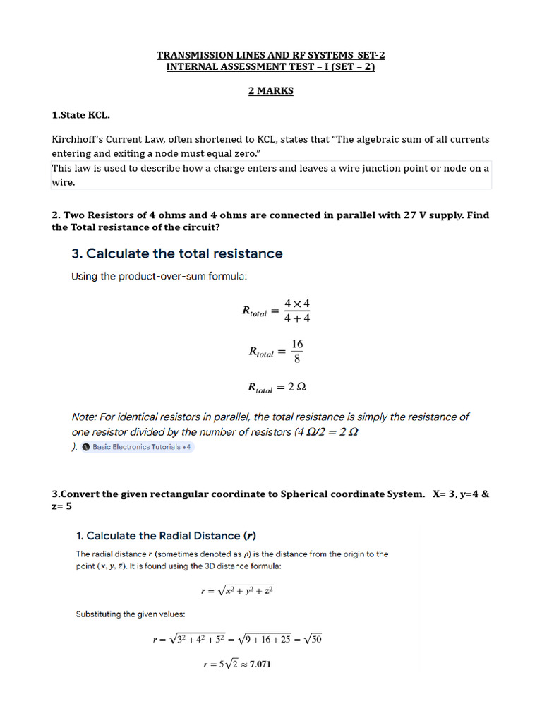 Transmission Lines and Rf Systems_set-2_questions and Answers | PDF