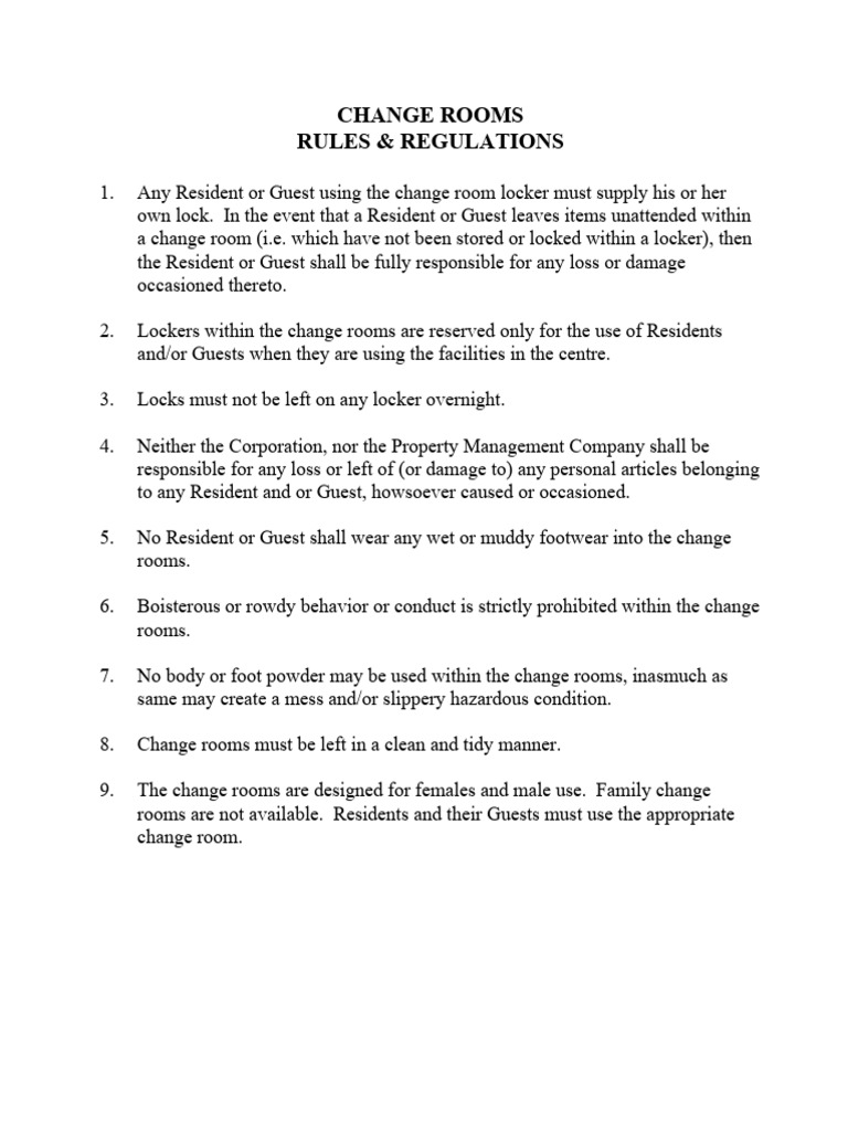 Change Rooms | PDF