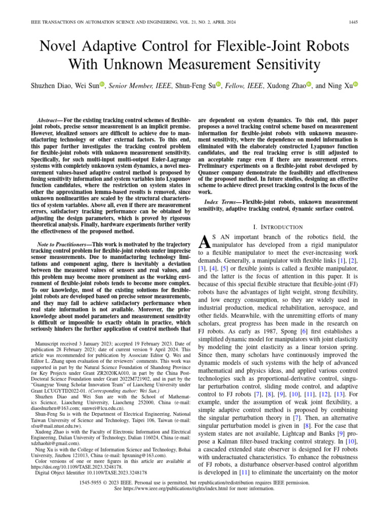 Novel Adaptive Control for Flexible-Joint Robots With Unknown ...