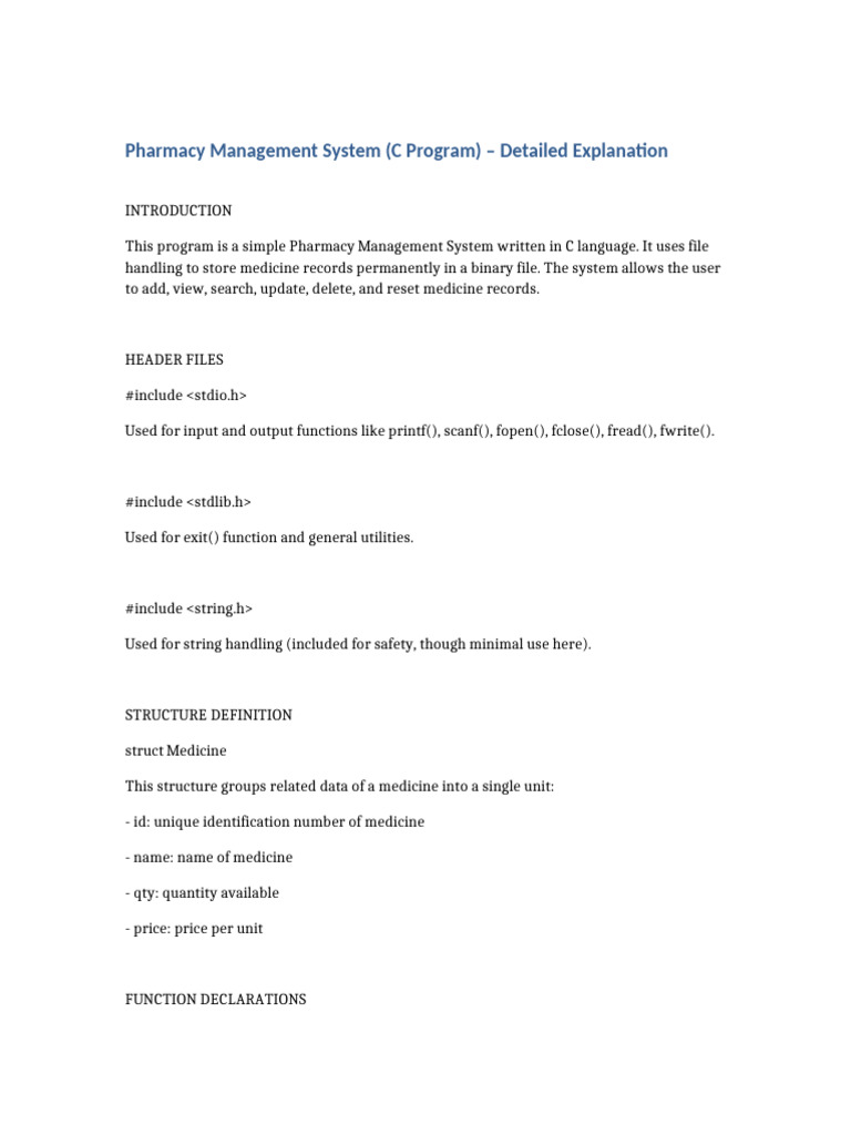 Pharmacy Management System Explanation | PDF | Software Engineering ...