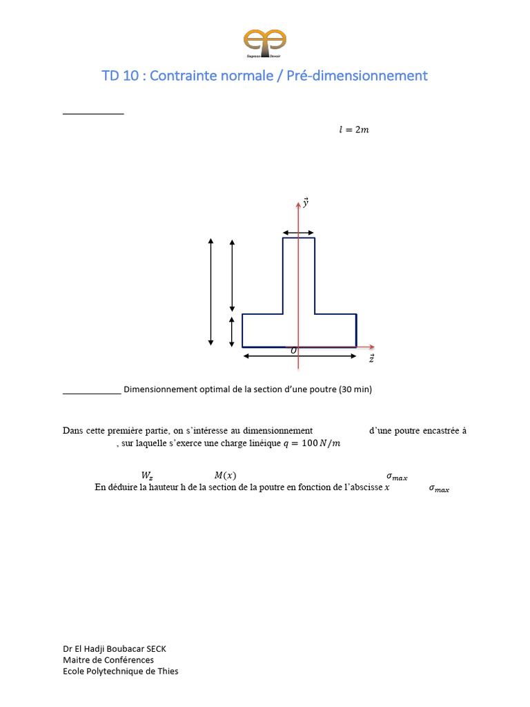10 - TD 10 - Contrainte Normale - Prédimensionnement | PDF