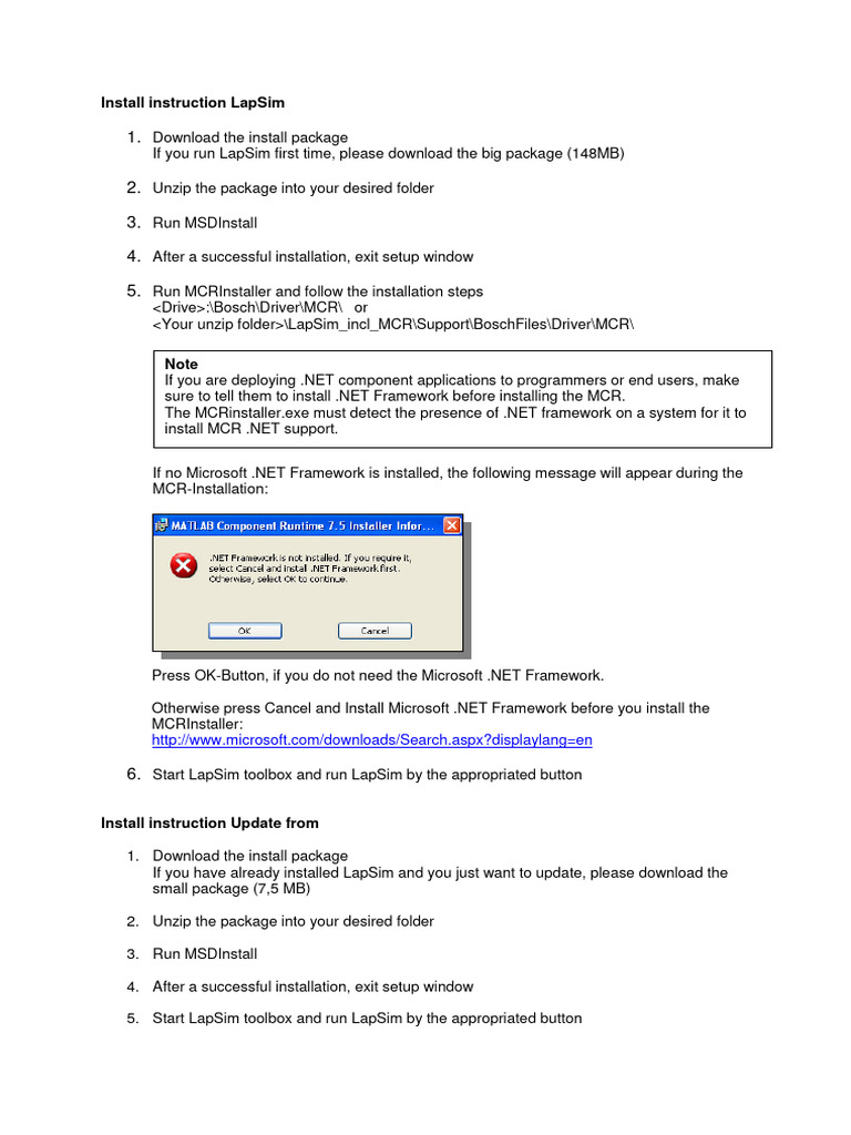 Installinstruction_LapSim | PDF