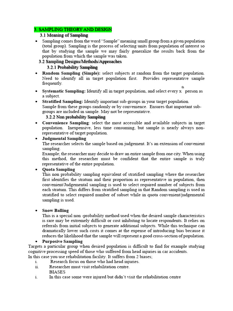 Geo322 Topic Three Notes_073418 | PDF | Sampling (Statistics) | Survey ...