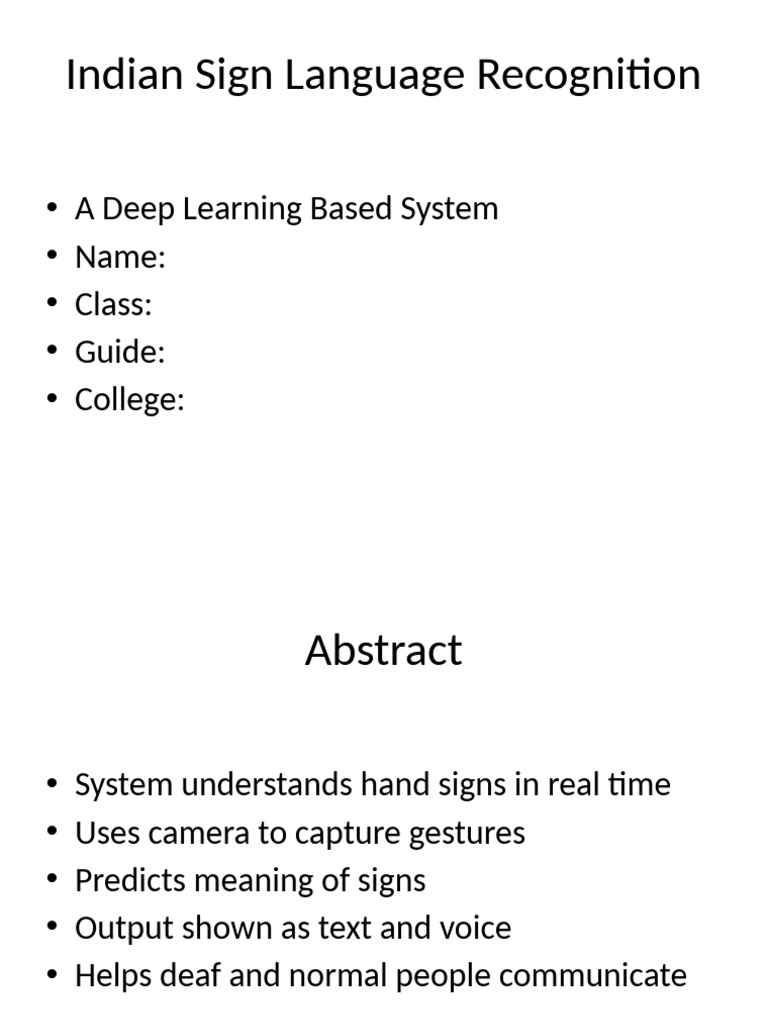 Indian Sign Language PPT | PDF