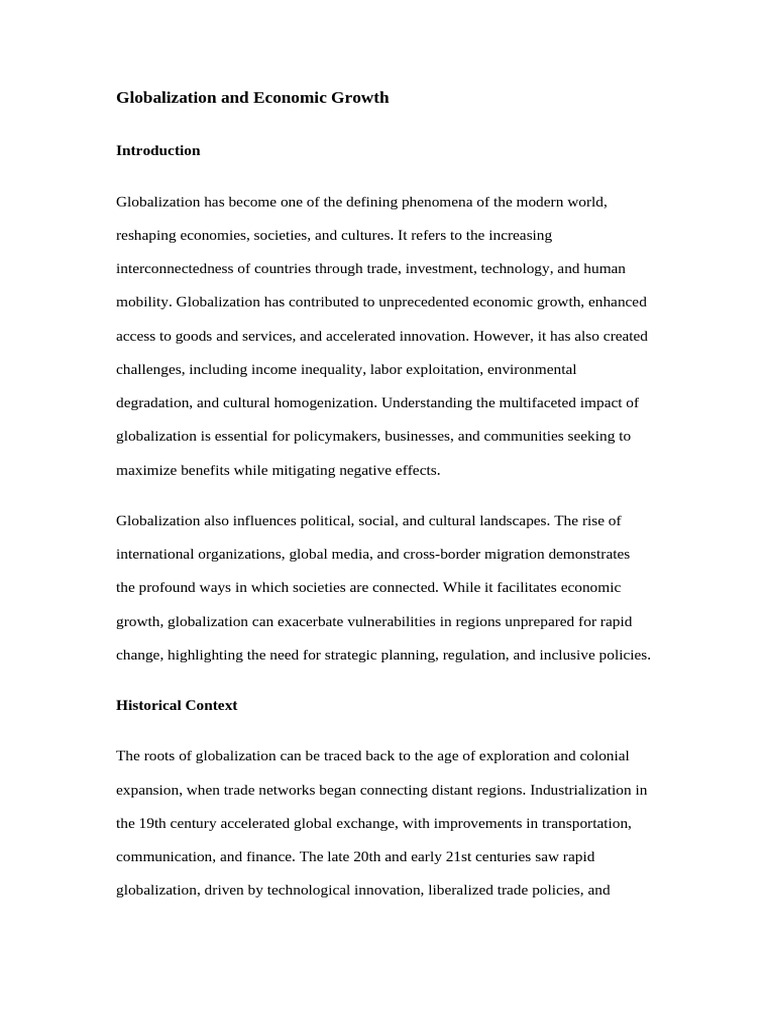 Globalization and Economic Growth | PDF