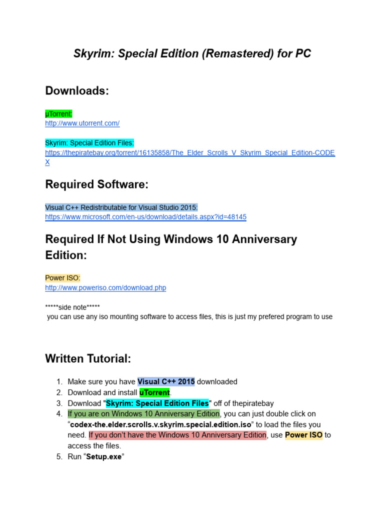 Skyrim Remastered for PC | PDF