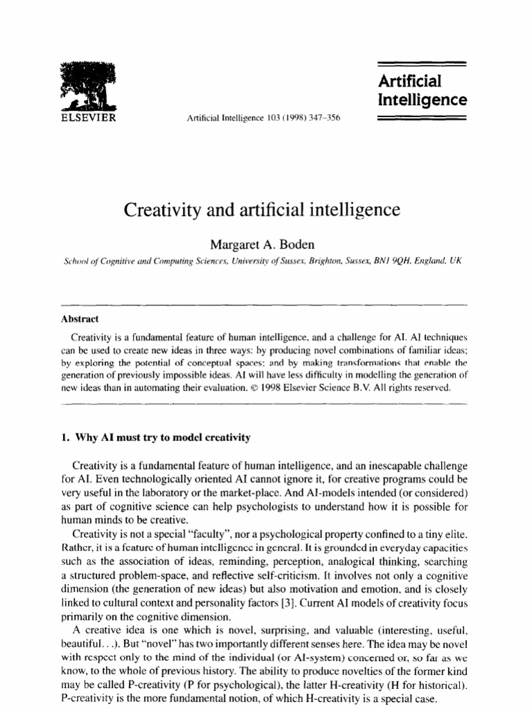 Creativity in AI: Insights by Boden | PDF | Creativity | Analogy