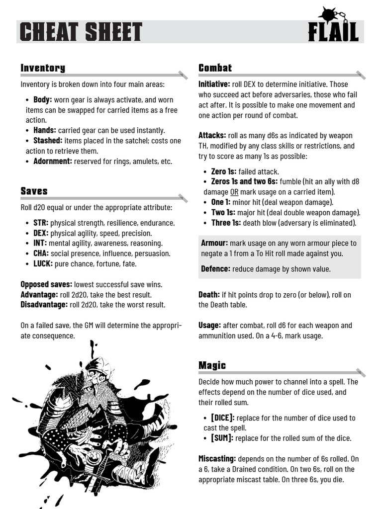 flail cheat sheet | PDF | Dice | Gaming