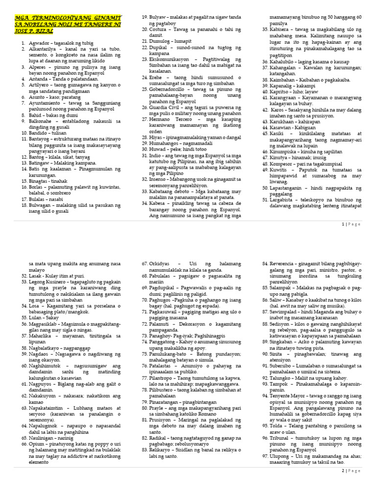 Mga Terminolohiya (Handout 2) | PDF