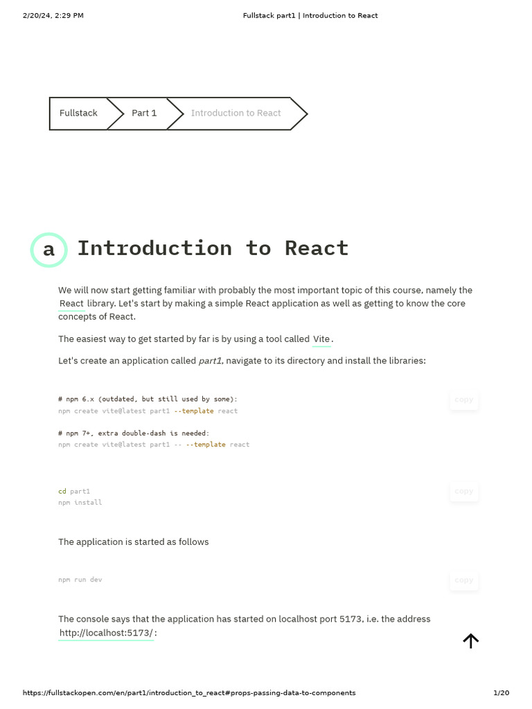 1- Fullstack Part1 _ Introduction to React | PDF