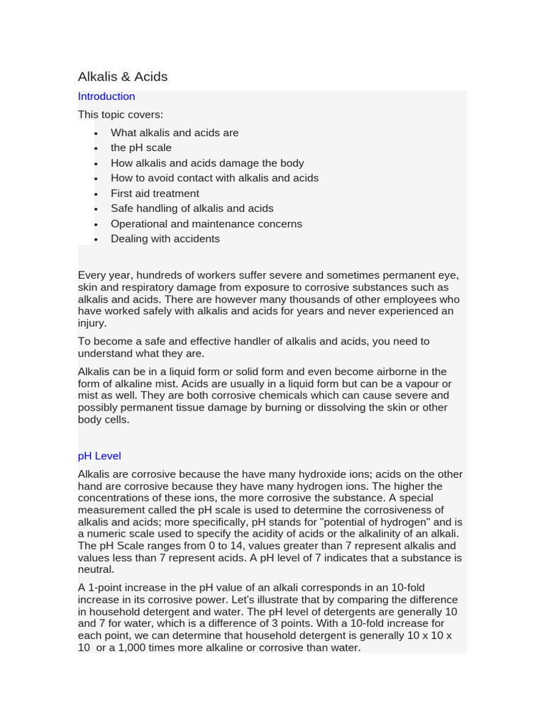 Alkalis & Acids | PDF