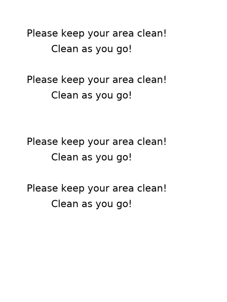 Please Keep Your Area Clean | PDF
