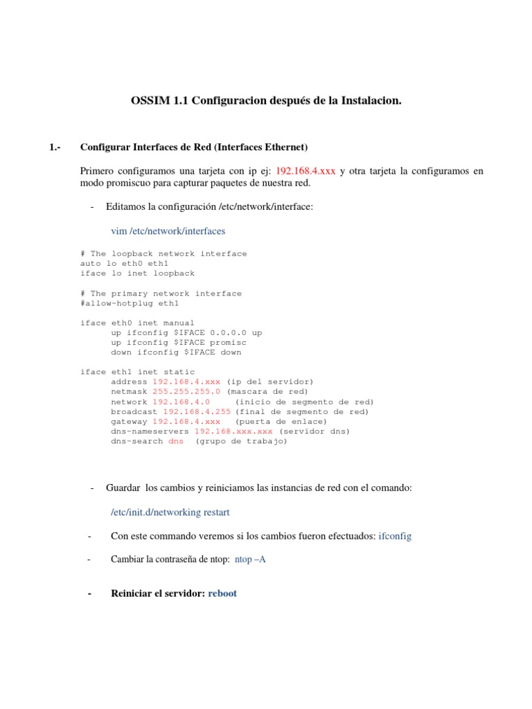 Configuración OSSIM 1.1 Post-Instalación | PDF | Tecnología digital ...