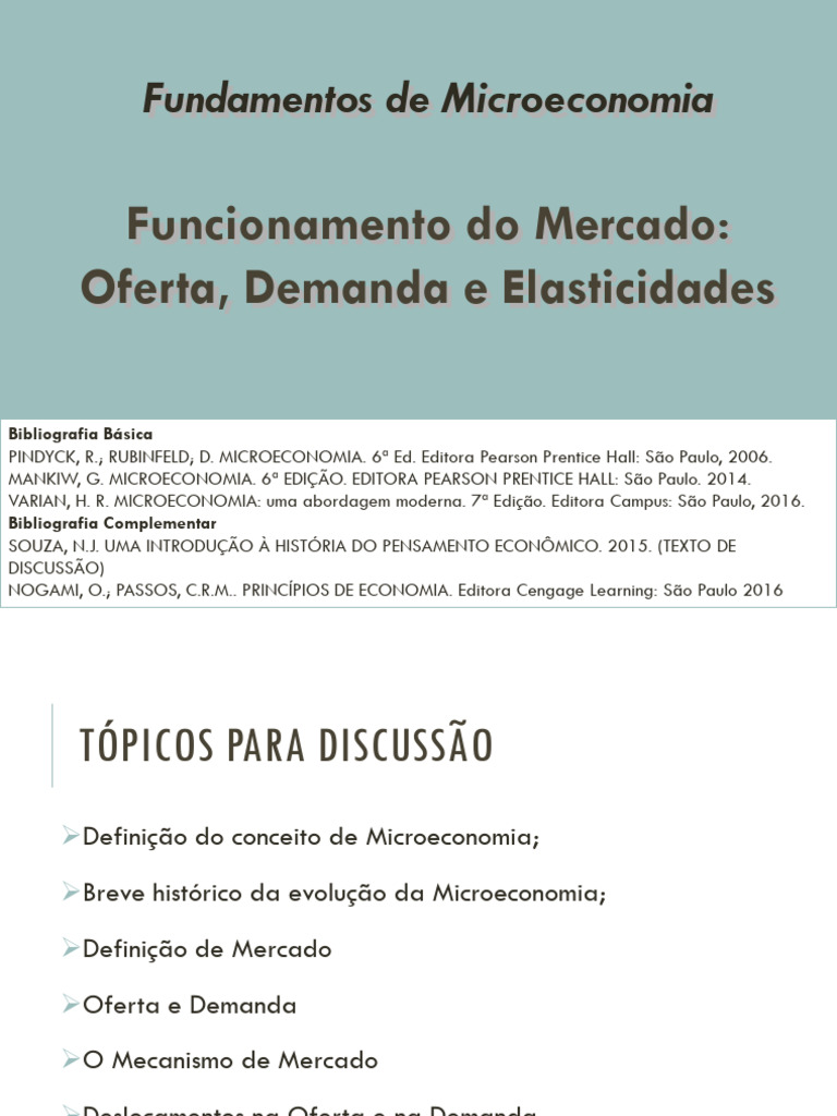 Mercado Oferta Demanda Elasticidades | PDF | Oferta e procura | Demanda