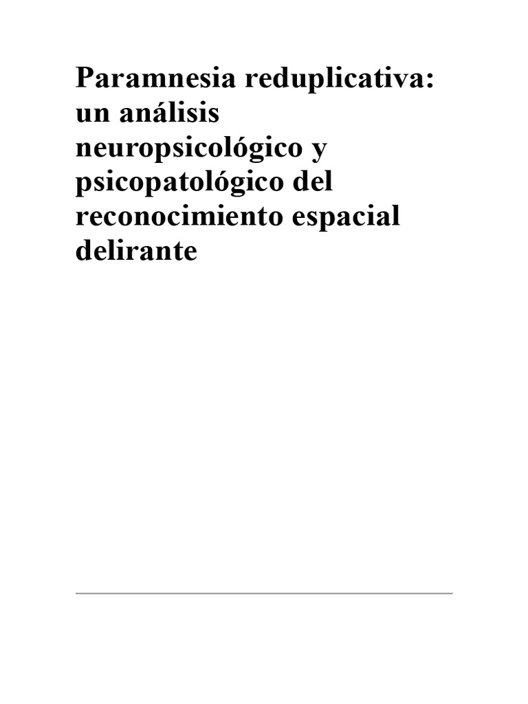Paramnesia Reduplicativa | PDF