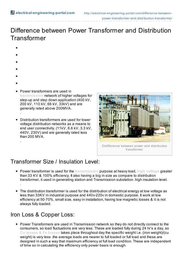 Power and Distribution TFR, PDF