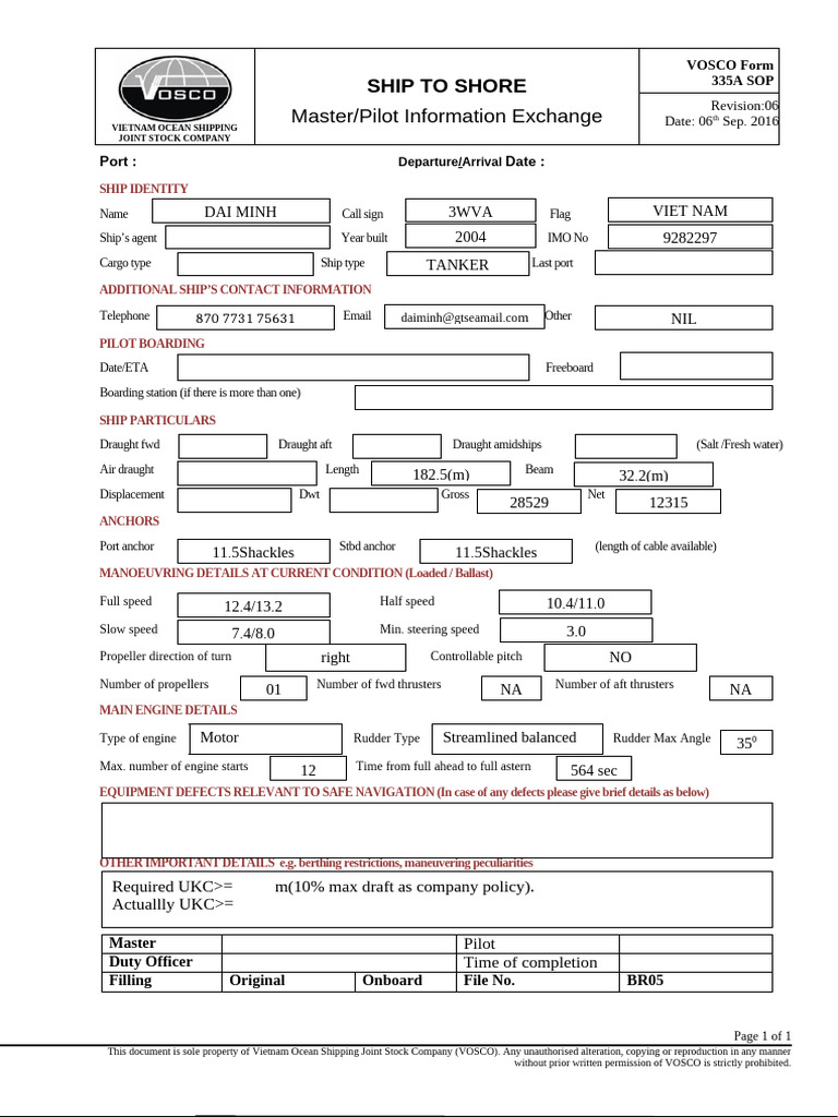 VOSCO Form-335ASOP Ship to Shore - Master Pilot Information Exchange ...
