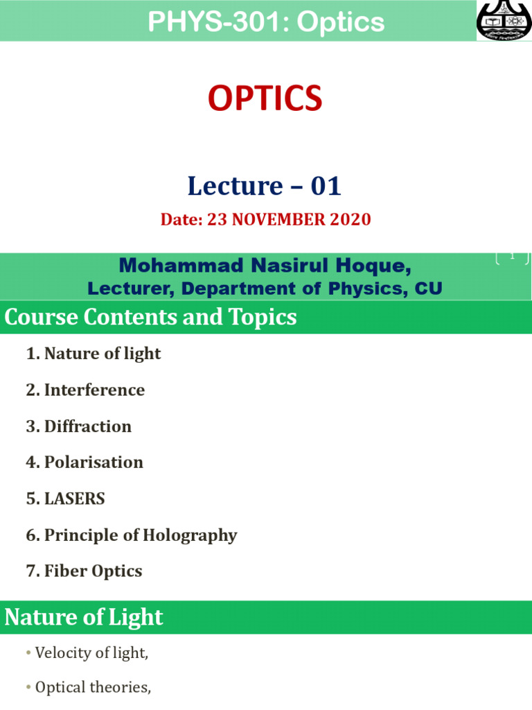 01 Optics | PDF