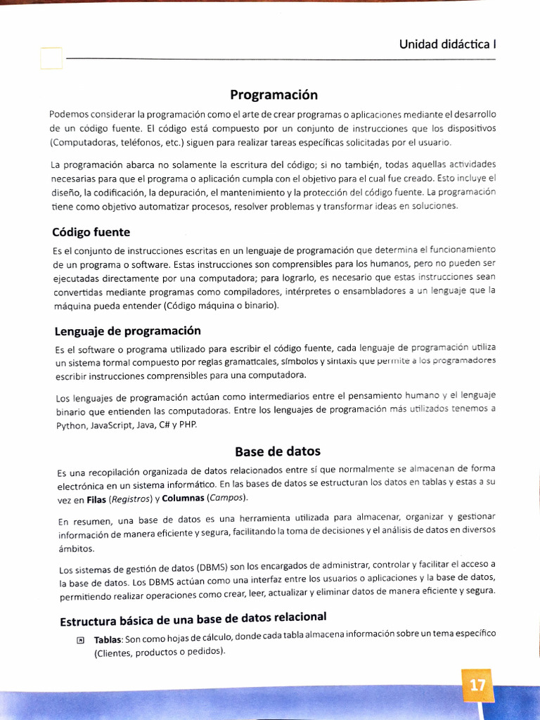 Unidad1 Gestión de Bdd e Int. a Python | PDF