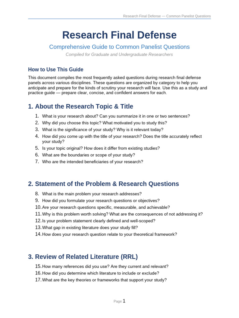 Research Final Defense Questions | PDF | Methodology | Statistics
