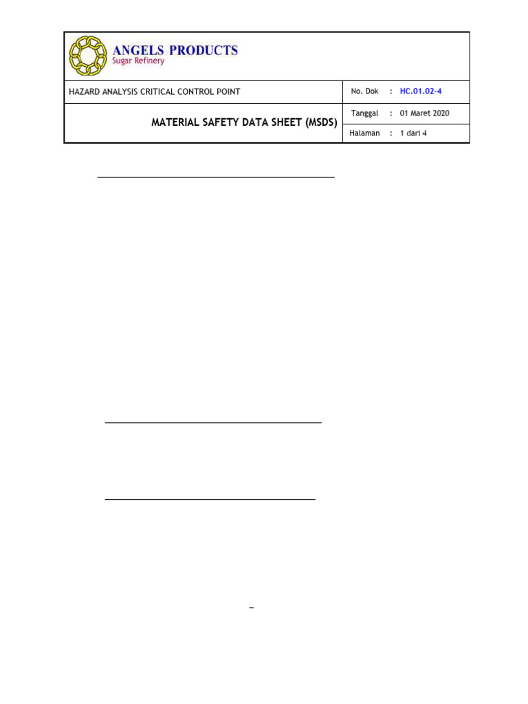 2. Hc.01.02-4 Msds-material Safety Data Sheet | PDF | Materials | Chemistry
